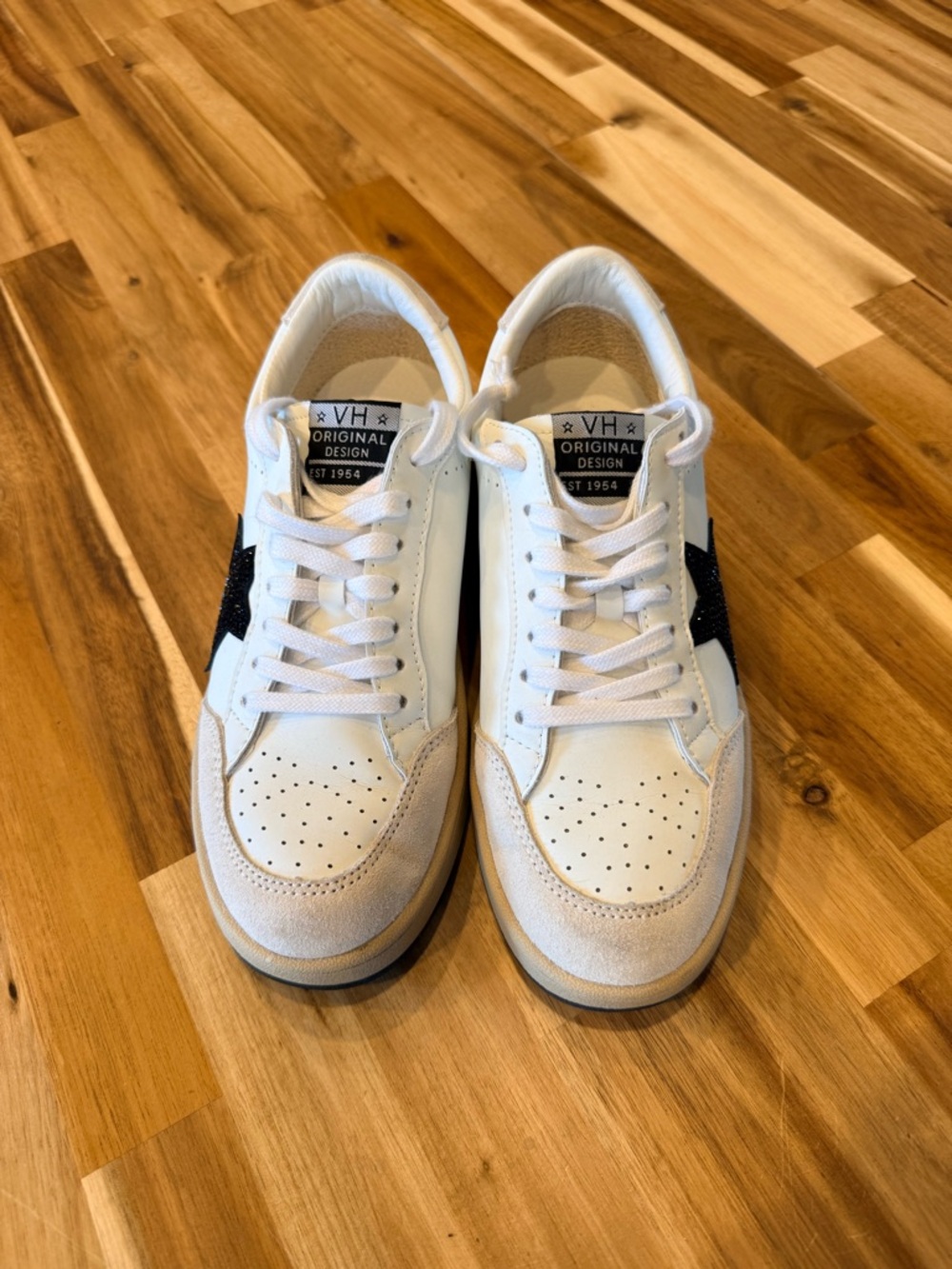 Women's White VH Original Design Sneakers with Black Star